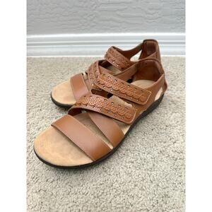 CLARKS | Cognac Brown Leather Strappy Comfort Sandals | Women’s Size 9